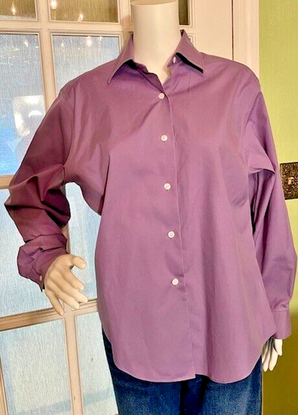 Womens Talbots Purple Wrinkle Resistant Shirt Size 8 Long Sleeves